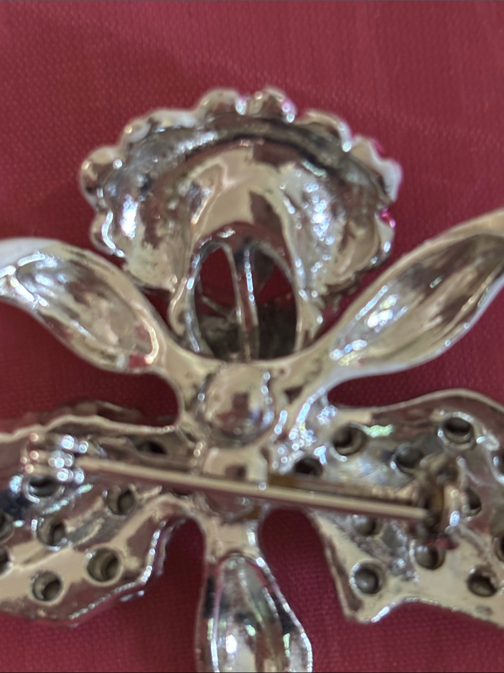 Vintage Iris & Rhinestone Pin - Picture 6 of 9